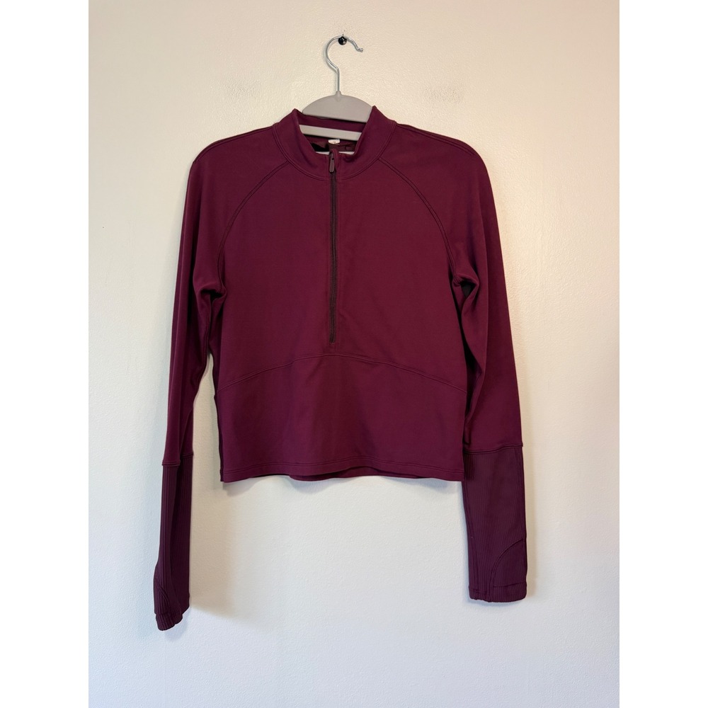 Lululemon Womens‎ Quarter Zip Pullover Cropped Long Sleeve Plum Purple Size 6